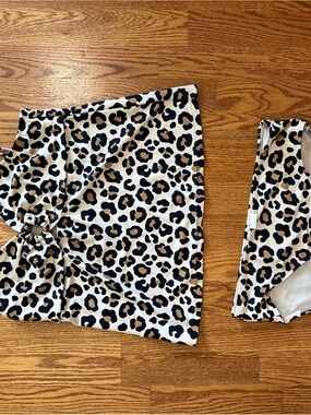 Sugar & Jade two piece swimsuit XL 16/18 tankini leopard print animal print